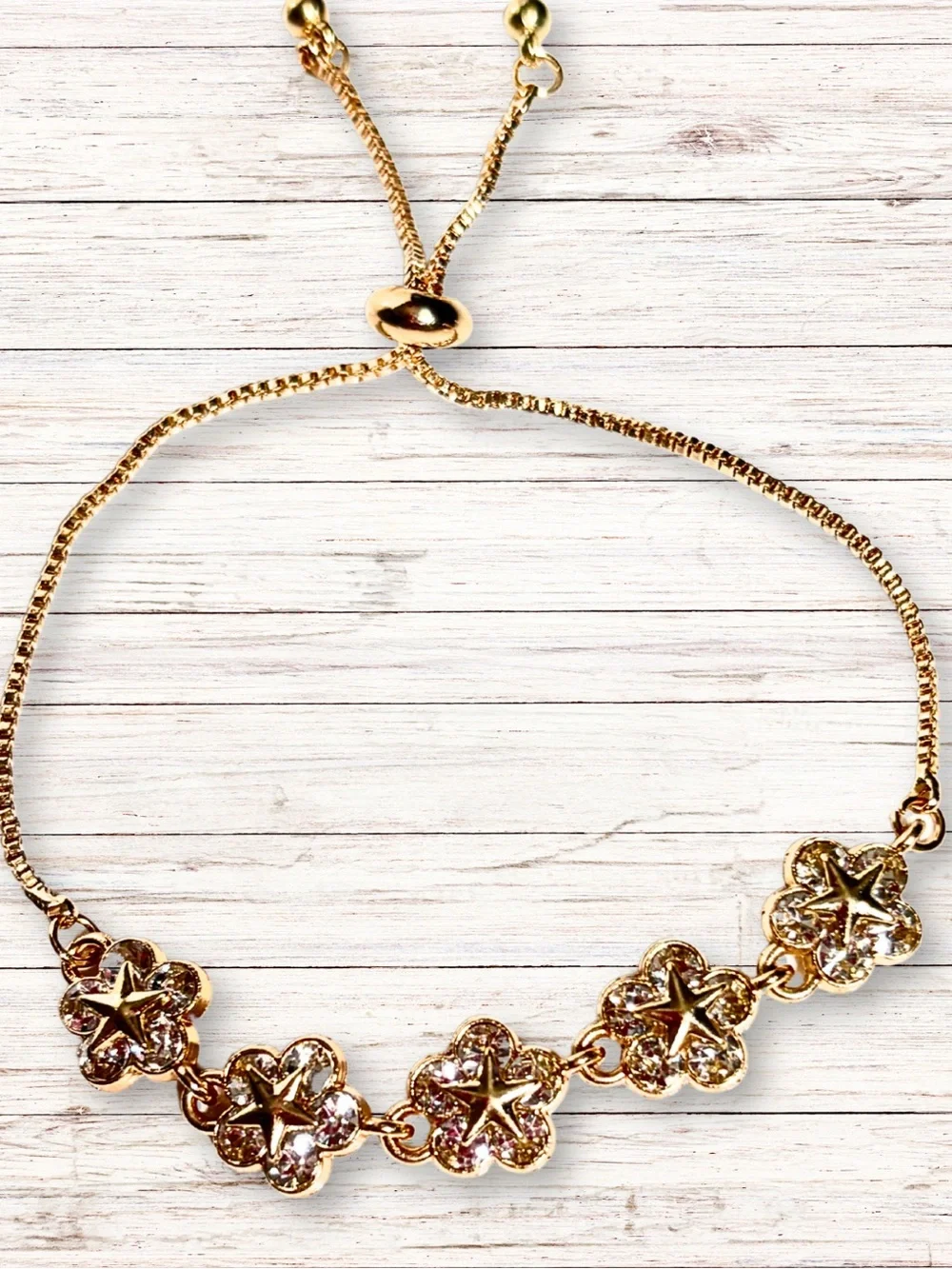 FLORAL CHARM BRACELET Adjustable Gold Chain Modern Cottagecore Fairycore Dainty